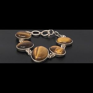 Woman’s Sterling Silver Tigers Eye Stone Bracelet